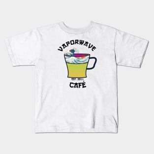 Vaporwave Aesthetic Great Wave Off Kanagawa Cafe Coffee Tea Kids T-Shirt